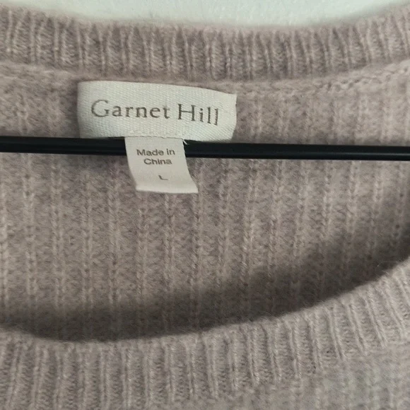 Garnet Hill Oatmeal Beige 100% Cashmere Twist Front Chunky Knit Sweater Sz Large - Picture 3 of 17